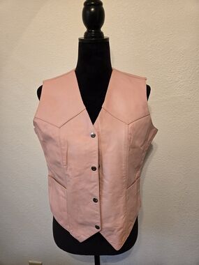 STATE Pale Pink Leather Vest with Snap Front